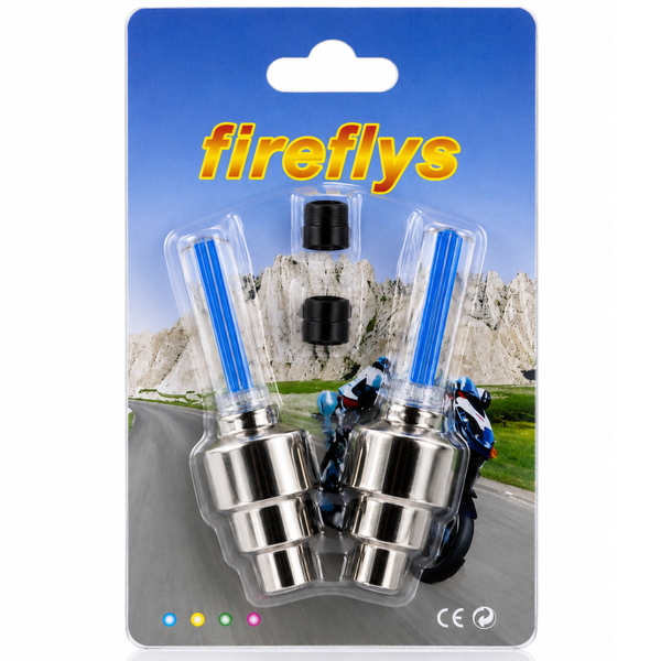 Светодиодные колпачки Fireflys на ниппель колеса велосипеда/автомобиля синие FRF-B фото