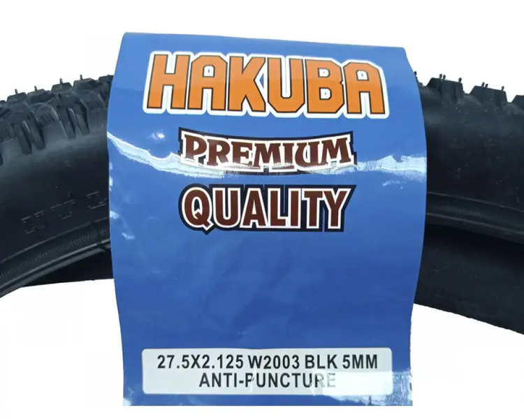 Комплект антипрокольної покришки (5 мм) з камерою &laquo;Hakuba&raquo; 27.5 x 2.125 (FV 48 мм) W2003 на велосипед 61247 фото