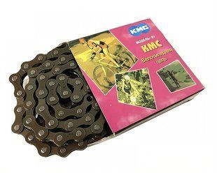 Цепь велосипедная дорожная "KMC" S-1 1/2"x1/8" 112 звеньев (Z-410) (Коричневая) 2278906156 фото
